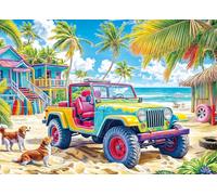 Puzzle 1000 pièces pour adultes, jeu éducatif classique magnifique décoration poussette de plage vivante et puzzle coloré cabane côtière cadeaux