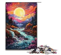 Puzzle 1000 pièces pour Adultes Jeu éducatif en Bois Motif rivière psychédélique colorée 1000 pièces (38 x 26 cm)