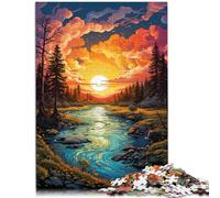 Puzzle 1000 pièces pour Adultes, Jeu intellectuel, Coucher de Soleil Fantastique sur Une rivière, 50 x 75 cm, Interaction Parent-Enfant, pour Adolescents, à partir de 14 Ans