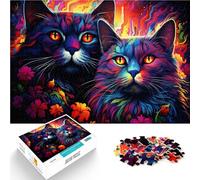 Puzzle 1000 pièces pour Adultes Jeux éducatifs décoration d'intérieur Chat Bizarre 26 x 38 cm Anti-Stress Vacances à la Maison Tuer Le Temps