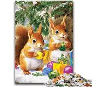 Puzzle 1000 pièces pour Adultes, Jeux éducatifs, écureuil de Noël, décoration de la Maison, Jeu éducatif pour Anniversaire, Noël, 50x75cm