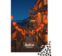 Puzzle 1000 pièces pour Adultes, Jiufen Taiwan Street Scene Illustration | Pour le temps libre à la maison : ce puzzle adulte 1000 pièces offre une activité classique pour les adultes.