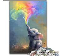 Puzzle 1000 pièces pour Adultes, Joli Puzzle bébé éléphant en Bois, Design Complexe pour Adolescents, décoration DIY et Divertissement Stimulant pour Le Cerveau, 1000 pièces(50x75cm)