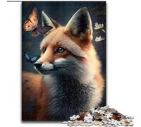 Puzzle 1000 pièces pour Adultes, Joli Puzzle Renard en Bois, Design Complexe pour Adolescents, décoration DIY et Divertissement Stimulant pour Le Cerveau, 1000 pièces(50x75cm)