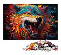 Puzzle 1000 pièces pour Adultes Jouet Loup de feu psychédélique coloré Jeu intellectuel Stimulant et Jeu Familial 1000 pièces (75 x 50 cm)