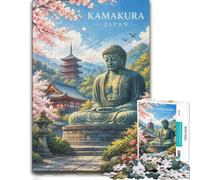 Puzzle 1000 pièces pour Adultes, Kamakura Great Buddha and Pagoda | Comme idée cadeau de Noël : ce puzzle 1000 pièces adulte se prête à un moment partagé pendant les fêtes.