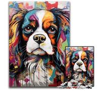 Puzzle 1000 pièces pour Adultes King Charles Spaniel Graffiti Puzzle en Bois Jeu de réflexion interactif en Famille, Convient aux 14 Ans et Plus 50x75cm / 19,68x29,52 Pouces