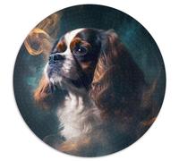 Puzzle 1000 pièces pour Adultes King Charles Spaniel Puzzle Rond 1000 pièces Cadeaux Activité éducative pour Les compétences cognitives Amélioration des compétences cognitives 67,5 x 67,5 cm
