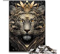 Puzzle 1000 pièces pour Adultes King Tiger Golden Art Deco Puzzles en Carton pour Adultes Taille 26x38cm Casse-tête Haute difficulté pour Adolescents