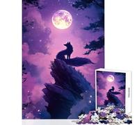 Puzzle 1000 pièces pour Adultes Kitsune au Clair de Lune Jeu éducatif et Amusant pour renforcer Les Liens Amoureux Dimensions 38x52cm