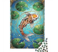 Puzzle 1000 pièces pour Adultes, Koi Fish Stained Glass Illustration | Pour une longue soirée puzzle après le travail : Puzzle 1000 pièces adulte ; pour une activité tranquille chez soi.