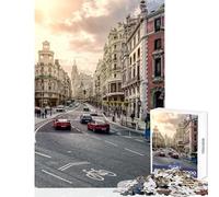 Puzzle 1000 pièces pour Adultes La célèbre Gran Vía Madrid Espagne Jeu Pratique éducatif et de décoration Collection d'artistes Beaux-Arts (50x75cm)