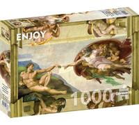 Puzzle 1000 pièces pour Adultes - La Création d'Adam, Michel-Ange, Peinture Renaissance | Finition Mate antireflet | Puzzle Amusant et exigeant | 68 x 48 cm | Cadeau Original | Enjoy