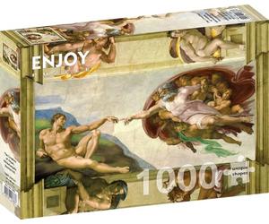 Puzzle 1000 pièces pour Adultes - La Création d'Adam, Michel-Ange, Peinture Renaissance | Finition Mate antireflet | Puzzle Amusant et exigeant | 68 x 48 cm | Cadeau Original | Enjoy