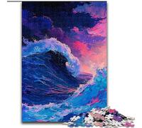 Puzzle 1000 pièces pour Adultes La Grande Vague de Kanagawa, en Carton, Jeu Familial interactif, décoration d'intérieur à Faire soi-même, Casse-tête Stimulant, 1000 pièces(26x38cm)