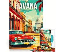 Puzzle 1000 pièces pour Adultes,La Havane,Cuba,Jeu de Voyage aux arêtes Vives,Jeu d'adresse Amusant et Calme,Cadeau de Noël apaisant (50x75cm)