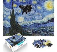 Puzzle 1000 pièces pour Adultes La Nuit étoilée de Van Gogh Super Pug Jouets de Jeu est idéal comme Cadeau pour Toute la Famille 38x26cm