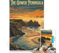 Puzzle 1000 pièces pour Adultes La péninsule de Gower Jeu de Construction activités Amusantes à la Maison pour Toute la Famille 38x26cm