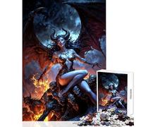 Puzzle 1000 pièces pour Adultes La Reine Démon Lilith sur Son Trône de Crânes Jeu éducatif et Cadeau pour Femmes et Hommes Jeux relaxants pour stimuler Le Cerveau Dimensions 50x75cm