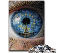 Puzzle 1000 pièces pour Adultes La Tour Eiffel dans Les Yeux, Jeux d'activités familiales stimulants, Jouet de Bricolage pour décoration Murale de la Maison (50x75cm)