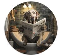 Puzzle 1000 pièces pour Adultes Labrador Retriever lisant Un Journal Puzzles en Papier Cadeau de Noël Adolescent Réduction du Stress Cool Cadeau Unique pour la Famille 1000 pièces (67,5x67,5cm)