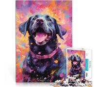 Puzzle 1000 pièces pour Adultes Labrador Souriant Casse-tête 26x38cm Soulagement du Stress Staycation Tue Le Temps pour Adolescent 14 Ans et Plus