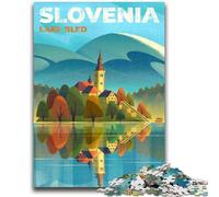 Puzzle 1000 pièces pour Adultes Lac de Bled Slovénie 1000 pièces pour Adolescents, pour sublimer l'amour Entre Couples à partir de 14 Ans (26x38cm)