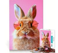 Puzzle 1000 pièces pour Adultes Lapin Aviateur Lunettes de Soleil Découpe Nette Jeu de Concentration Cadeau Jeu pour Passer Le Temps Scène de Noël Art (50x75cm)