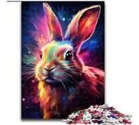 Puzzle 1000 pièces pour Adultes, Lapin coloré en Bois, activité Amusante à Faire à la Maison, 50x75cm, décoration Artistique à Faire soi-même, Cadeau d'anniversaire idéal