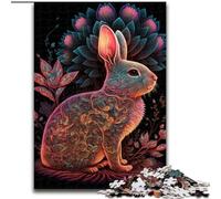 Puzzle 1000 pièces pour Adultes Lapin coloré en Bois, idéal comme Cadeau pour s'amuser en Famille 50x75cm pour Les fêtes, Les Anniversaires et Les soirées Jeux en Famille