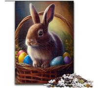 Puzzle 1000 pièces pour Adultes, Lapin de Pâques, en Bois, avec Jeu interactif Familial, pour Les 14 Ans et Plus, 1000 pièces(50x75cm)