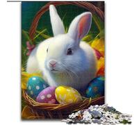 Puzzle 1000 pièces pour Adultes, Lapin de Pâques, Puzzle Animal en Bois, Interaction familiale et défi cérébral, défi d'activité familiale 1000 pièces(50x75cm)
