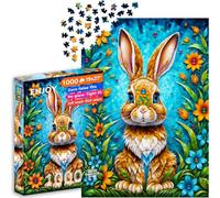 Puzzle 1000 pièces pour Adultes - Lapin Mignon dans Un Jardin Fleuri | Finition Mate antireflet | Puzzle Amusant et exigeant | 68 x 48 cm | Cadeau Original | Enjoy