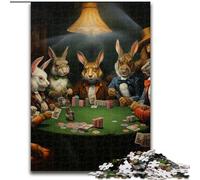 Puzzle 1000 pièces pour Adultes : Lapin Poker, activité à Domicile pour Les Vacances, Les Anniversaires et Les soirées de Jeux en Famille (Taille : 50x75cm)