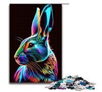 Puzzle 1000 pièces pour Adultes Lapin Pop Art Animal Puzzles pour Adultes Puzzle en Bois Jeu Stimulant 75x50cm