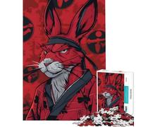 Puzzle 1000 pièces pour Adultes Lapin Samouraï Jouet addictif pour cultiver la Patience Jeu de réflexion pour Toute la Famille Cadeau Amusant pour Femmes et Hommes (Taille 38x26cm)