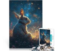 Puzzle 1000 pièces pour Adultes Lapin sous Un Ciel étoilé Fait de Bois pour Les 14 Ans et Plus Jeu Impossible Cadeaux de Jeux stimulants。Taille:50x75cm/19.68x29.52pouce