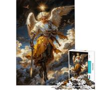 Puzzle 1000 pièces pour Adultes L'archange Azraël avec Son épée dans Un Ciel Nuageux Jeu Amusant à Faire à la Maison décoration Artistique à partir de 14 Ans (38x26cm)