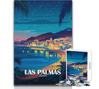 Puzzle 1000 pièces pour Adultes, Las Palmas, Espagne, Affiche de Voyage, Design Magnifique, Jeu Difficile et Stimulant, Dimensions 38x26cm