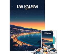 Puzzle 1000 pièces pour Adultes Las Palmas Espagne Affiche de Voyage Jeu Impossible Jouets Jeux éducatifs Cadeaux pour Anniversaires Activités familiales (Dimensions 75x50cm)
