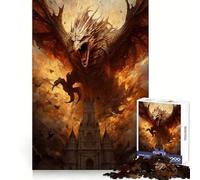 Puzzle 1000 pièces pour Adultes L'Attaque du Dragon de Feu Entraînement de la mémoire Distraction apaisante Bords précis Cadeau Festif (38x26cm)