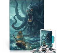 Puzzle 1000 pièces pour Adultes L'attaque du Kraken Fabriqué en Carton Convient aux 14 Ans et Plus Beau Jeu de conceptionBeau Jeu de Conception Une œuvre d'art。Taille:26x38cm/10.24x14.96pouce