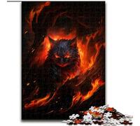 Puzzle 1000 pièces pour Adultes Le Chat de l'enfer Puzzle en Carton, idéal pour Les Anniversaires, Halloween, Thanksgiving, Pâques 1000 pièces(26x38cm)