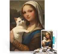 Puzzle 1000 pièces pour Adultes Le Chat et la Joconde Réduction du Stress intéressante Renforcer l'amour Entre Les Couples 75x50cm
