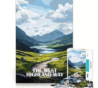 Puzzle 1000 pièces pour Adultes Le Chemin des Highlands de l'Ouest, Écosse Jeu de Concentration Sharp Cut Craft pour Passer Le Temps Scène de Noël (38x26cm)