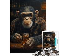 Puzzle 1000 pièces pour Adultes Le chimpanzé au Bar Jeu Amusant et Difficile Idée Cadeau Originale pour Un Anniversaire (50x75cm)