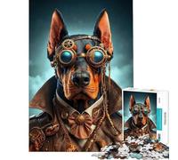 Puzzle 1000 pièces pour Adultes Le Doberman Steampunk Défi éducatif Difficile Difficile Jeux de détente Convient aux 14 Ans et Plus (50x75cm)