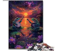 Puzzle 1000 pièces pour Adultes : Le Groupe de Grenouilles au Coucher du Soleil Puzzles pour Adultes,pour s'amuser en Famille Parfait pour Les Vacances et Les soirées de Jeux interactives