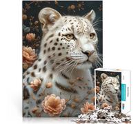 Puzzle 1000 pièces pour Adultes Le léopard Blanc Jeux éducatifs Décoration d'intérieur Cadeau d'anniversaire, Cadeaux, décoration Murale 52x38cm