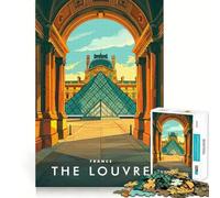 Puzzle 1000 pièces pour Adultes Le Louvre France Décoration soignée Jeu de Construction Jeu de Paix Décoration d'anniversaire Cadeau (50x75cm)